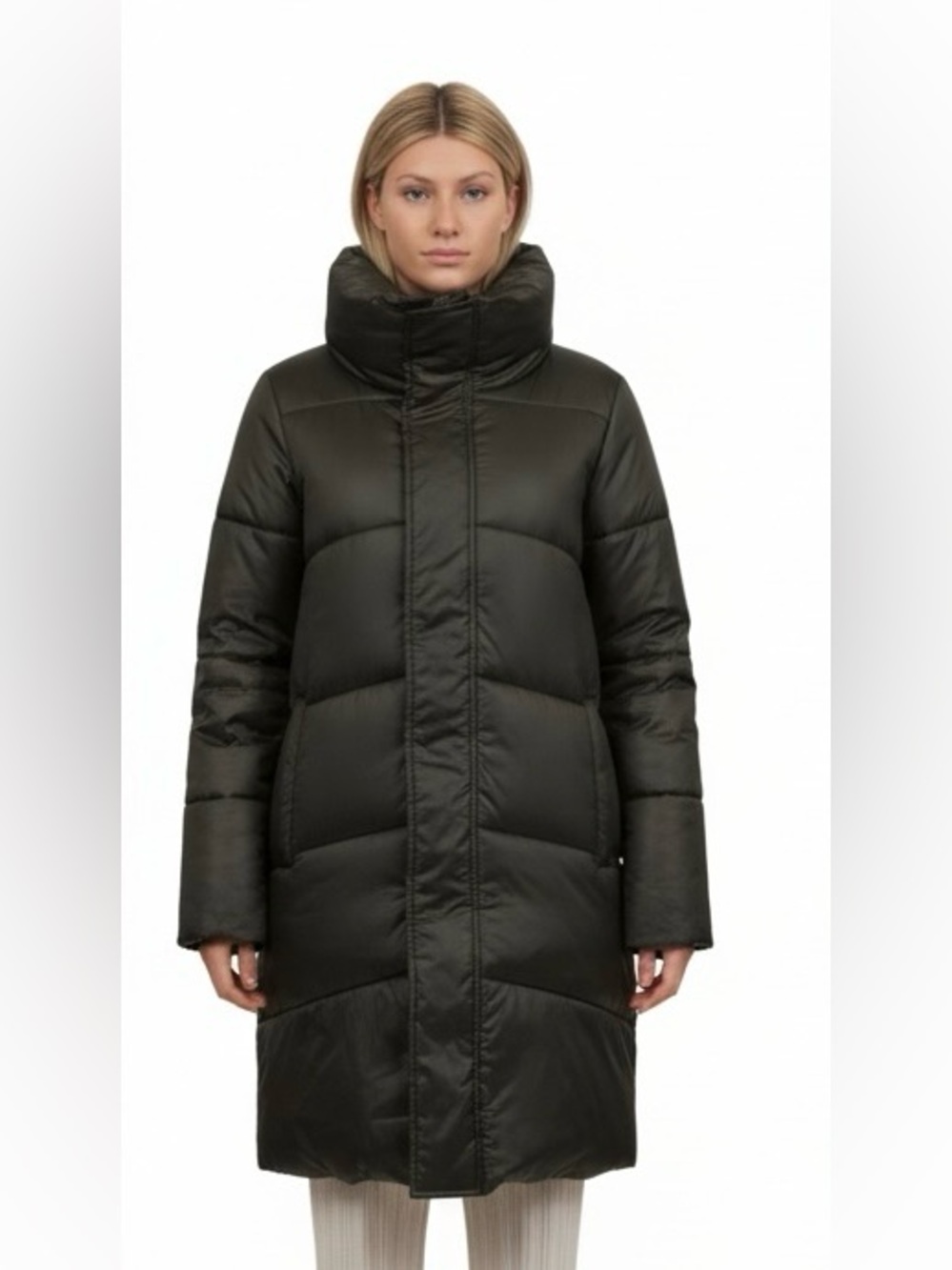 Dynamite Olive Green Long Puffer Coat